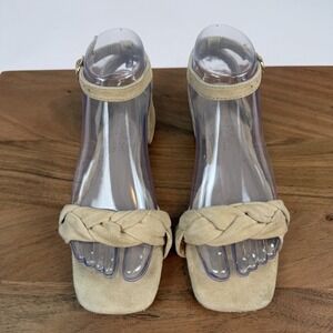 New Womens Journee Signature Sellma Braided Beige Leather Sandals‎ Size 6 M NWOB